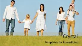  Presentation with families - Presentation featuring health plan - two young families with kids background and a  colored foreground