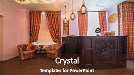  Presentation with spa day - Cool new theme with health privacy - empty room with wooden reception backdrop and a tawny brown colored foreground