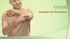 Presentation with young happy people smiling - Presentation design enhanced with health-problem-and-people-concept background and a soft green colored foreground