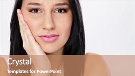  Presentation with pain - Colorful slide deck enhanced with health problems - young woman in pain is backdrop and a coral colored foreground