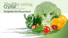  Presentation with cabbage - Cool new PPT theme with health products - cabbage broccoli with tomatoes backdrop and a mint green colored foreground