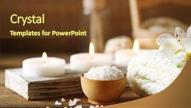  Presentation with water treatment - Audience pleasing slide set consisting of health products - composition of spa treatment candles backdrop and a  colored foreground