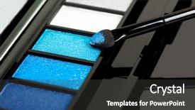  Presentation with cosmetic - Slides having health products - make-up eyeshadows and cosmetic brush background and a  colored foreground