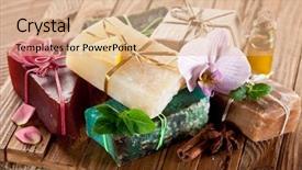  Presentation with natural products - Beautiful slides featuring health products - pieces of natural soap backdrop and a lemonade colored foreground