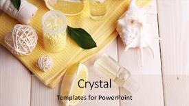  Presentation with life - PPT theme consisting of health products - spa still life with towel background and a lemonade colored foreground