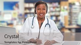  Presentation with doctor african - Presentation consisting of health professional - african-american doctor woman background and a light gray colored foreground