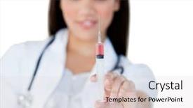  Presentation with syringe - Beautiful presentation theme featuring health professionnals - professionnal female doctor holding backdrop and a lemonade colored foreground