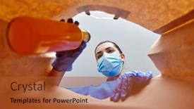  Presentation with food mask - Amazing slides having health-protection-delivery-and-pandemic backdrop and a red colored foreground