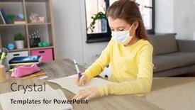  Presentation with health education - Cool new slide deck with health-protection-education-and-pandemic backdrop and a coral colored foreground