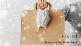  Presentation with medical face mask - Presentation theme consisting of health-protection-safe-shopping background and a coral colored foreground