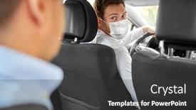  Presentation with medical face mask - Amazing PPT theme having health-protection-safety-and-pandemic backdrop and a dark gray colored foreground