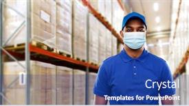  Presentation with medical face mask - Colorful slide set enhanced with health-protection-safety-and-pandemic backdrop and a ocean colored foreground