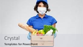  Presentation with food safety - Slide deck enhanced with health-protection-safety-and-pandemic background and a light gray colored foreground