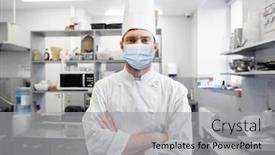  Presentation with medical face mask - Cool new slide deck with health-protection-safety-and-pandemic backdrop and a light gray colored foreground