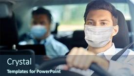  Presentation with medical face mask - Amazing presentation design having health-protection-safety-and-pandemic backdrop and a ocean colored foreground