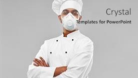  Presentation with cook chef - Slides consisting of health-protection-safety-and-pandemic background and a light gray colored foreground