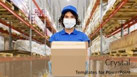  Presentation with face mask - Theme with health-protection-safety-and-pandemic background and a coral colored foreground