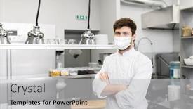  Presentation with medical face mask - Audience pleasing slides consisting of health-protection-safety-and-pandemic backdrop and a light gray colored foreground