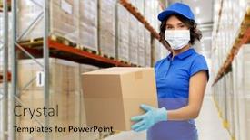  Presentation with medical face mask - Colorful PPT layouts enhanced with health-protection-safety-and-pandemic backdrop and a coral colored foreground