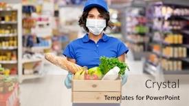  Presentation with food mask - Colorful PPT layouts enhanced with health-protection-safety-and-pandemic backdrop and a soft green colored foreground