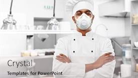  Presentation with indian restaurant - Audience pleasing presentation theme consisting of health-protection-safety-and-pandemic backdrop and a soft green colored foreground