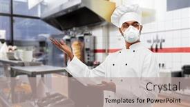  Presentation with cook chef - PPT theme enhanced with health-protection-safety-and-pandemic background and a light gray colored foreground