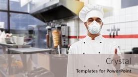  Presentation with cook chef - Slides enhanced with health-protection-safety-and-pandemic background and a light gray colored foreground