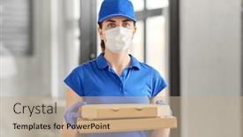  Presentation with pizza delivery - Theme with health-protection-safety-and-pandemic background and a coral colored foreground