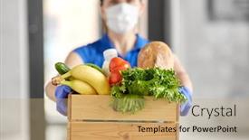  Presentation with food mask - Presentation theme consisting of health-protection-safety-and-pandemic background and a coral colored foreground