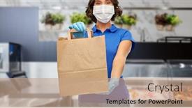  Presentation with food mask - Presentation consisting of health-protection-safety-and-pandemic background and a coral colored foreground