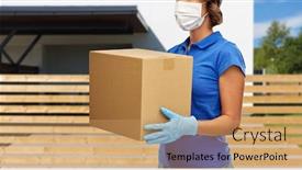  Presentation with city street - Presentation enhanced with health-protection-safety-and-pandemic background and a coral colored foreground