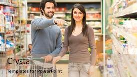  Presentation with supermarket - Beautiful slide set featuring health quality - young couple shopping backdrop and a coral colored foreground