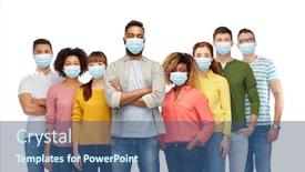  Presentation with medical virus - Amazing PPT theme having health-quarantine-and-pandemic-concept backdrop and a ocean colored foreground