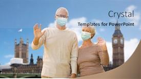  Presentation with medical virus - Slide deck with health-quarantine-and-pandemic-concept background and a light blue colored foreground