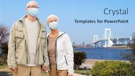  Presentation with medical virus - Presentation theme featuring health-quarantine-and-pandemic-concept background and a light blue colored foreground
