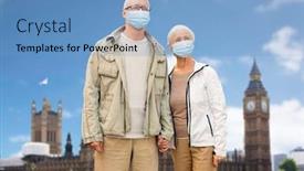  Presentation with medical virus - Colorful presentation design enhanced with health-quarantine-and-pandemic-concept backdrop and a teal colored foreground