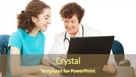  Presentation with doctor patient relations - Cool new PPT theme with health record - female doctor showing a teenage backdrop and a tawny brown colored foreground