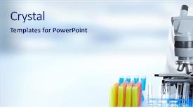  Presentation with microscope - Presentation theme featuring health research - doctor woman working background and a  colored foreground