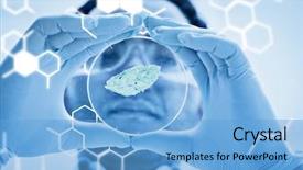  Presentation with science - Beautiful presentation design featuring health research - science graphic against scientist analyzing backdrop and a light blue colored foreground