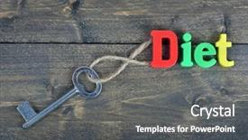  Presentation with diet - PPT layouts consisting of health retro key - diet word on wooden table background and a dark gray colored foreground