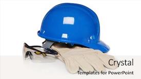  Presentation with worker safety - PPT layouts enhanced with health safety - construction worker protection background and a soft green colored foreground