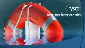 Presentation with water safety - Colorful PPT layouts enhanced with health safety - red lifebelt on the water backdrop and a ocean colored foreground