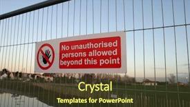  Presentation with safety - Colorful presentation theme enhanced with health safety - sign no unauthorized persons permitted backdrop and a tawny brown colored foreground