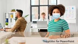  Presentation with medical virus - Amazing slide deck having health-safety-and-pandemic-concept backdrop and a coral colored foreground