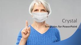  Presentation with medical face mask - Beautiful slide deck featuring health-safety-and-pandemic-concept backdrop and a light gray colored foreground