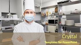  Presentation with cook chef - PPT layouts having health-safety-and-pandemic-concept background and a coral colored foreground