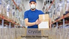  Presentation with face mask - Colorful PPT layouts enhanced with health-safety-and-pandemic-concept backdrop and a coral colored foreground