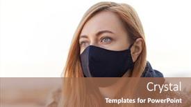  Presentation with face mask - Slide deck featuring health-safety-and-pandemic-concept background and a coral colored foreground