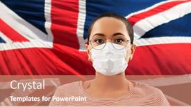  Presentation with medical face mask - PPT layouts with health-safety-and-pandemic-concept background and a coral colored foreground