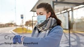  Presentation with bus stop - Colorful presentation theme enhanced with health-safety-and-pandemic-concept backdrop and a ocean colored foreground